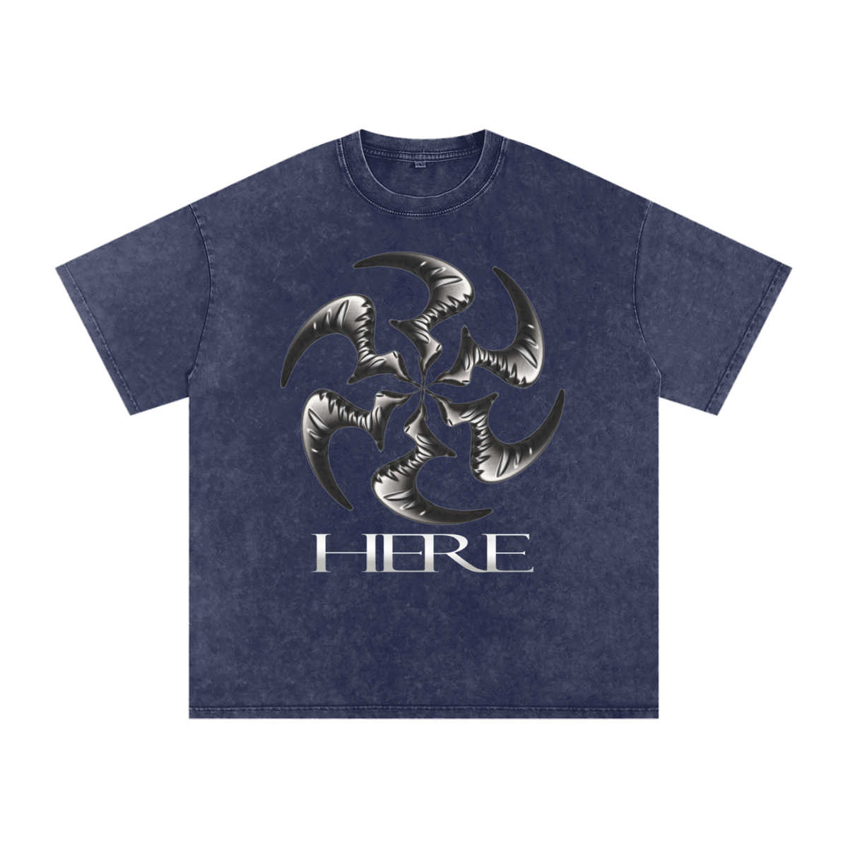 Shredding Spiral Snow-Washed Oversized Cotton T-Shirt