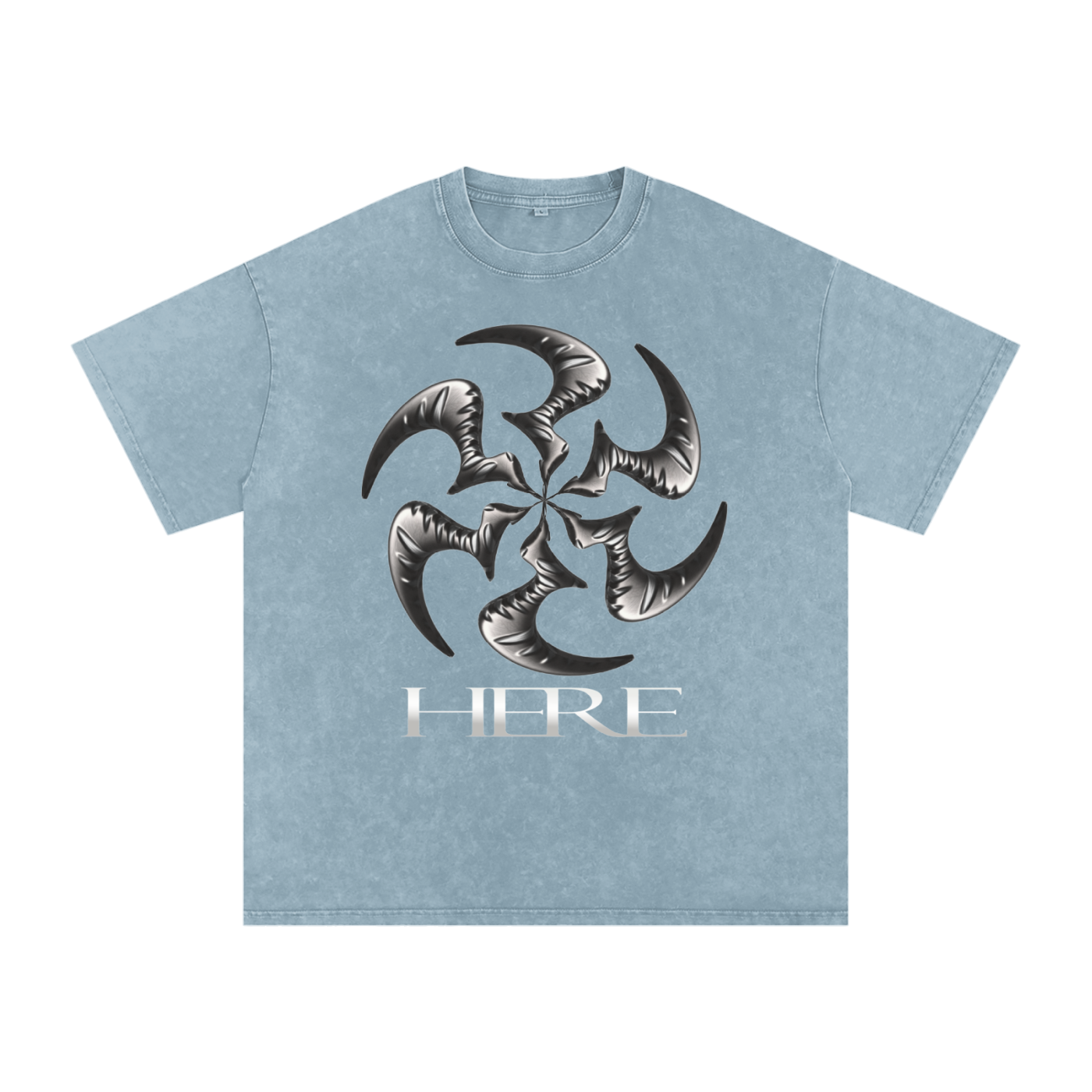 Shredding Spiral Snow-Washed Oversized Cotton T-Shirt