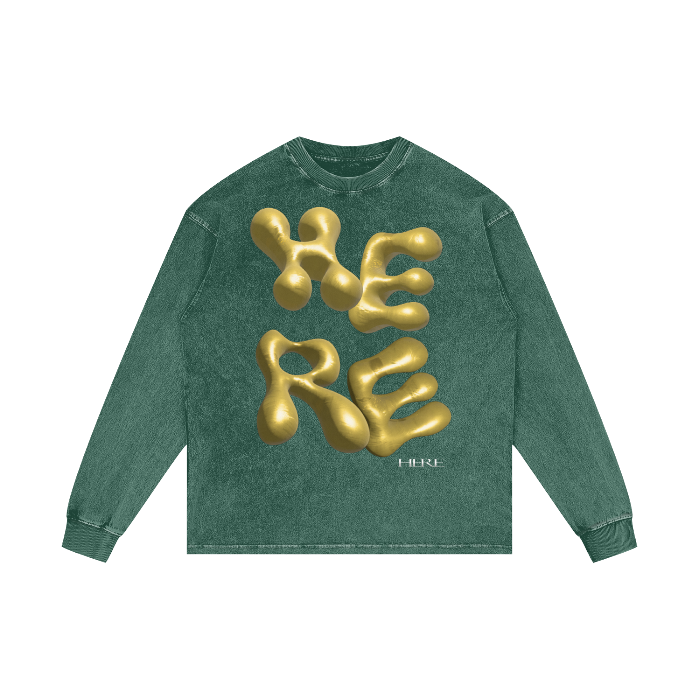 Gold Balloon HERE Acid Wash Oversize Long Sleeve T-Shirt