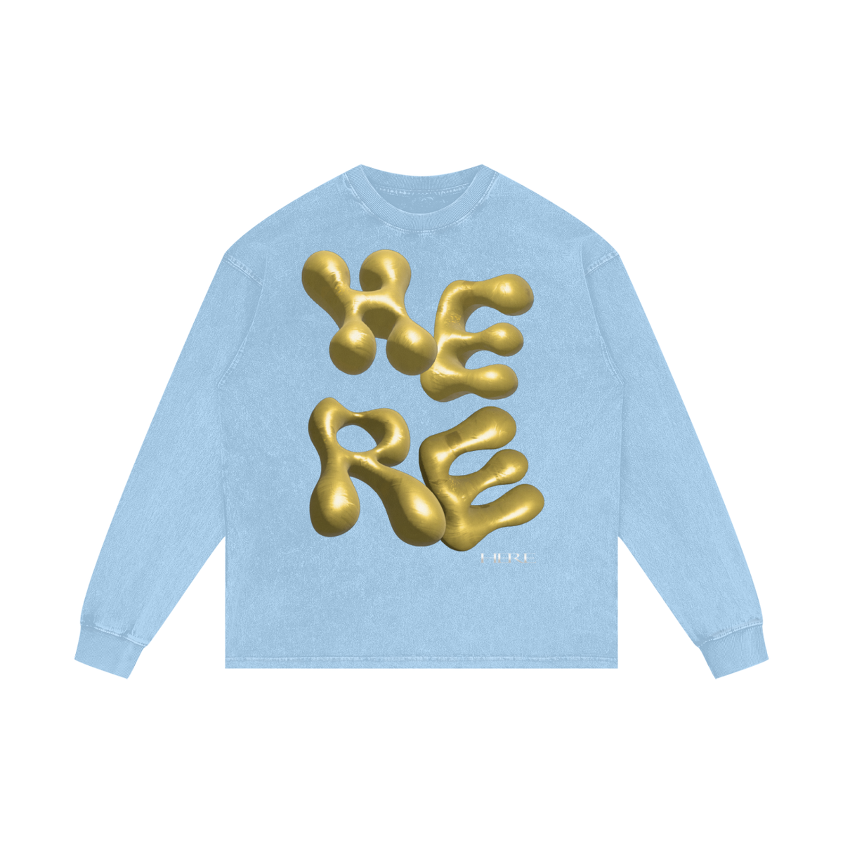 Gold Balloon HERE Acid Wash Oversize Long Sleeve T-Shirt