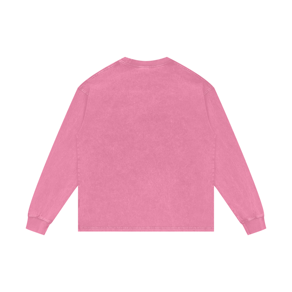 Gold Balloon HERE Acid Wash Oversize Long Sleeve T-Shirt