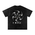 Shredding Spiral Snow-Washed Oversized Cotton T-Shirt