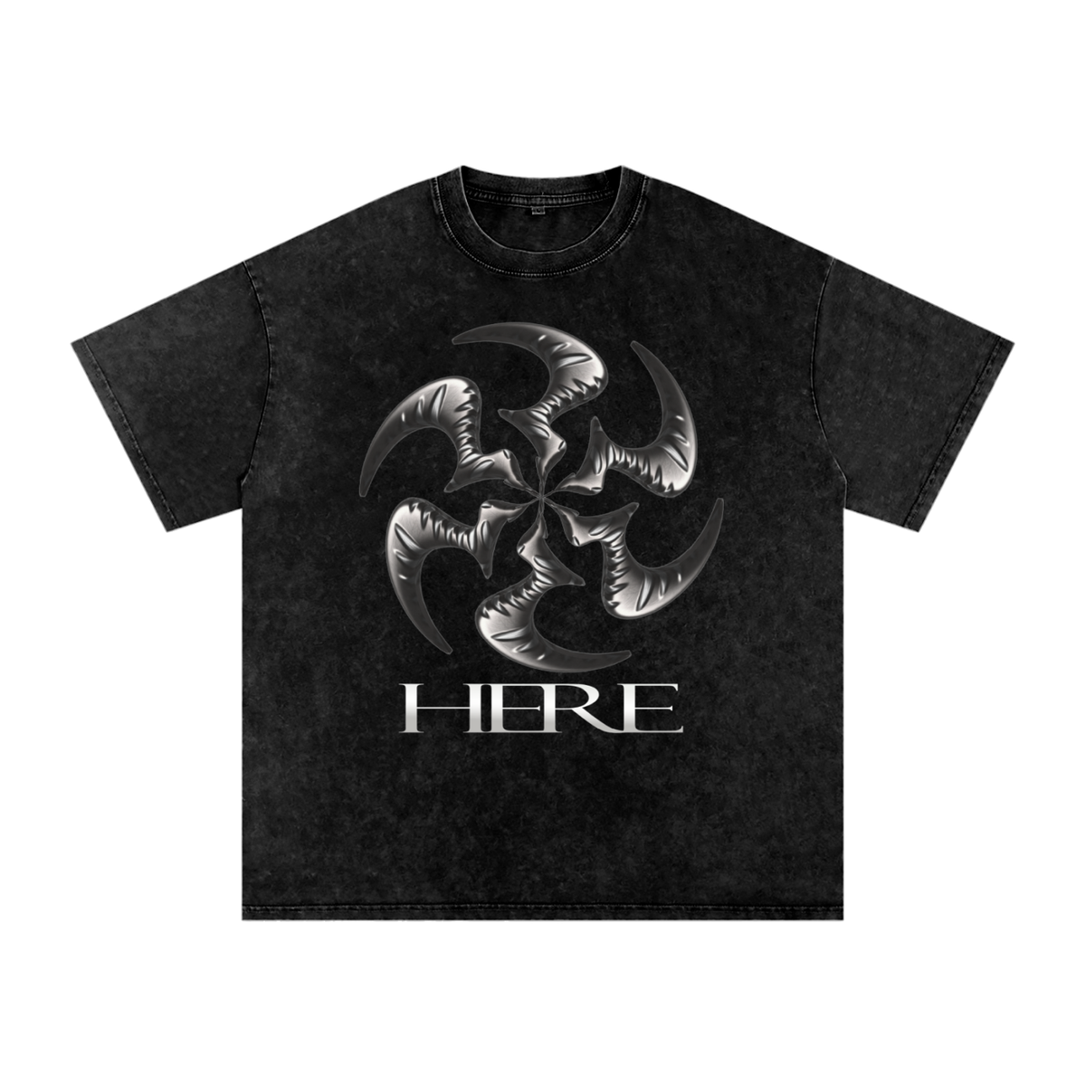 Shredding Spiral Snow-Washed Oversized Cotton T-Shirt