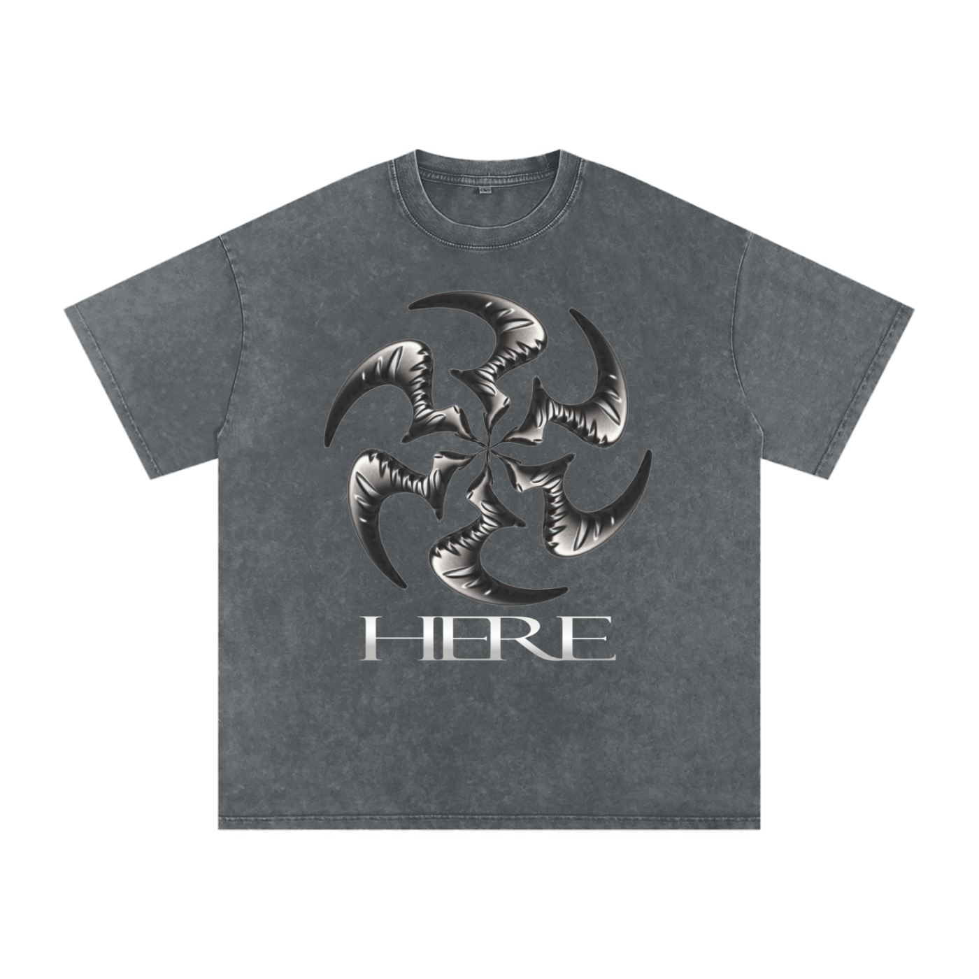 Shredding Spiral Snow-Washed Oversized Cotton T-Shirt