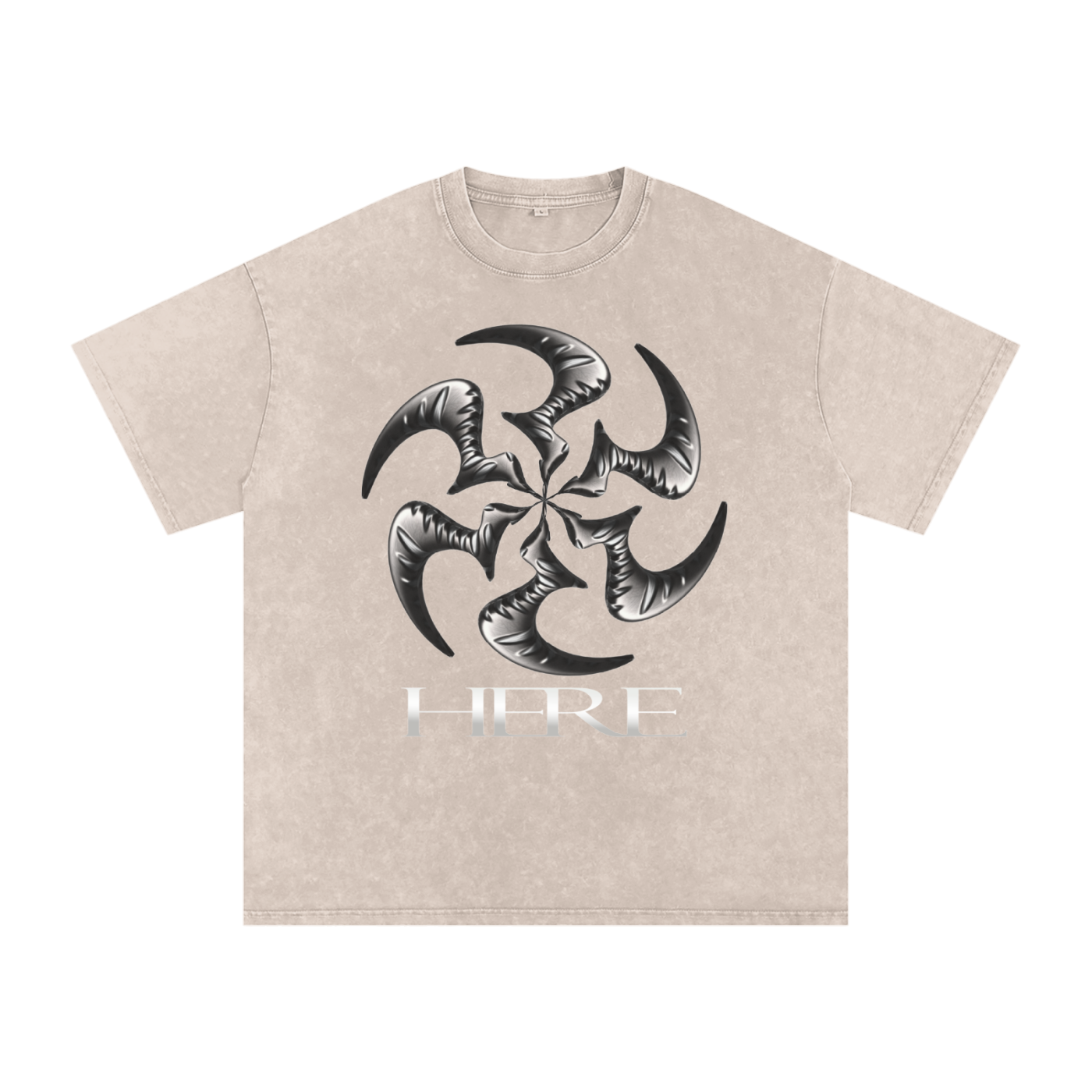 Shredding Spiral Snow-Washed Oversized Cotton T-Shirt