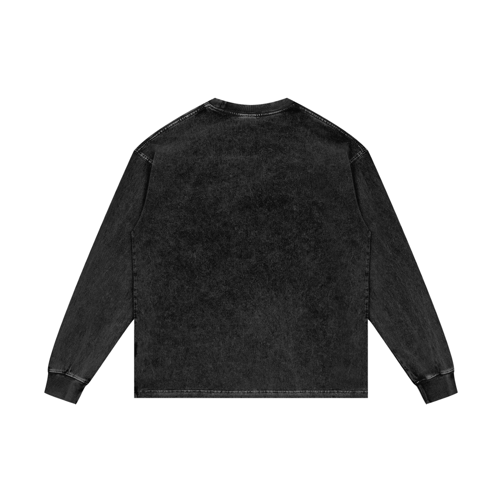 Gold Balloon HERE Acid Wash Oversize Long Sleeve T-Shirt