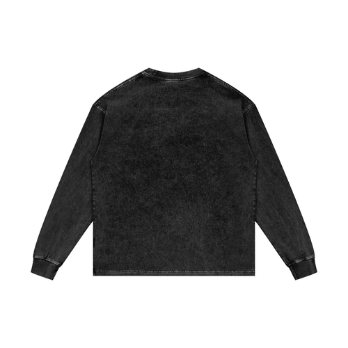 Gold Balloon HERE Acid Wash Oversize Long Sleeve T-Shirt