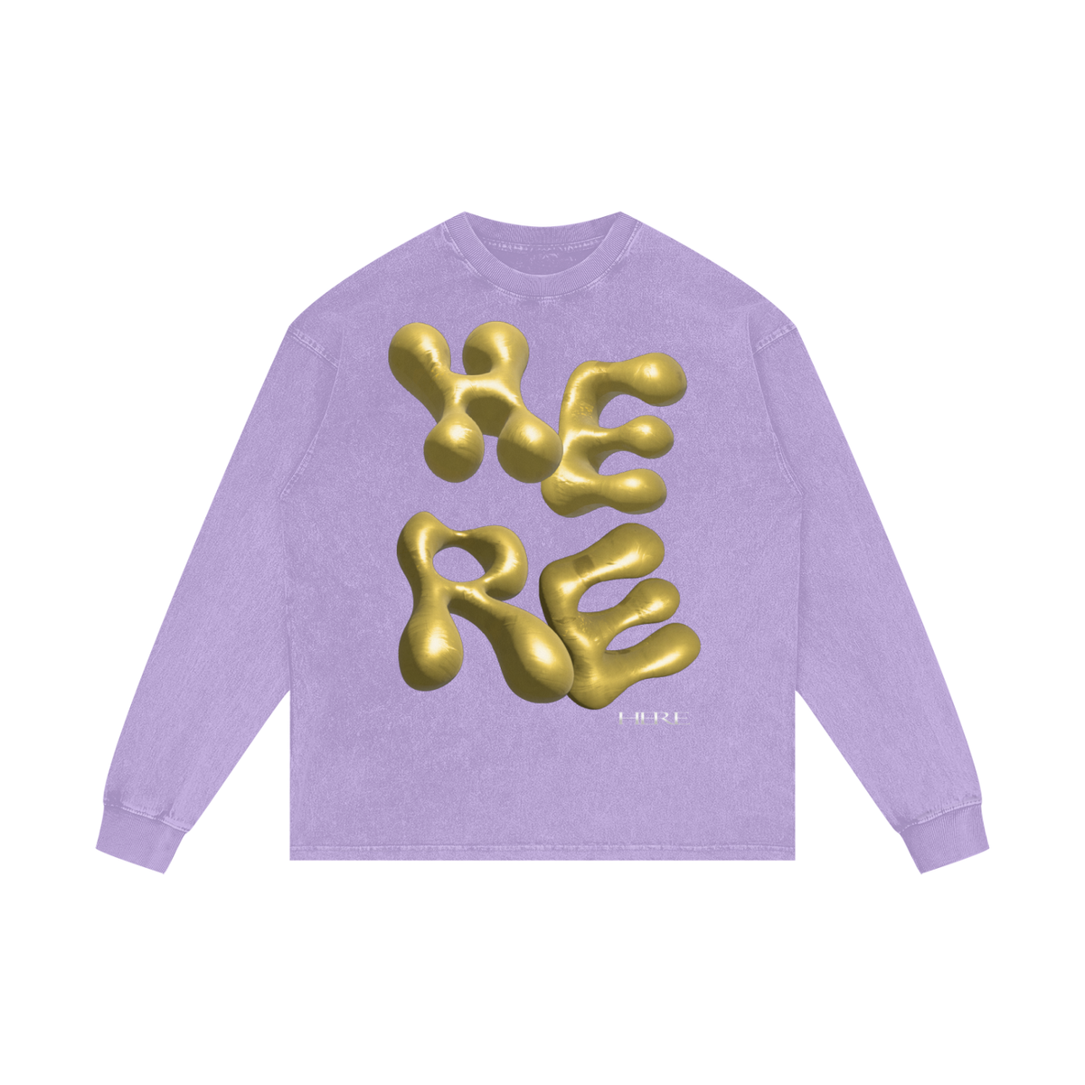 Gold Balloon HERE Acid Wash Oversize Long Sleeve T-Shirt