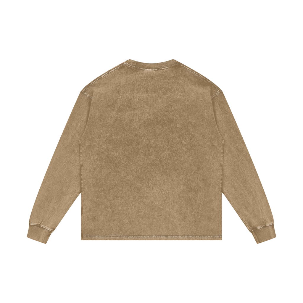 Gold Balloon HERE Acid Wash Oversize Long Sleeve T-Shirt