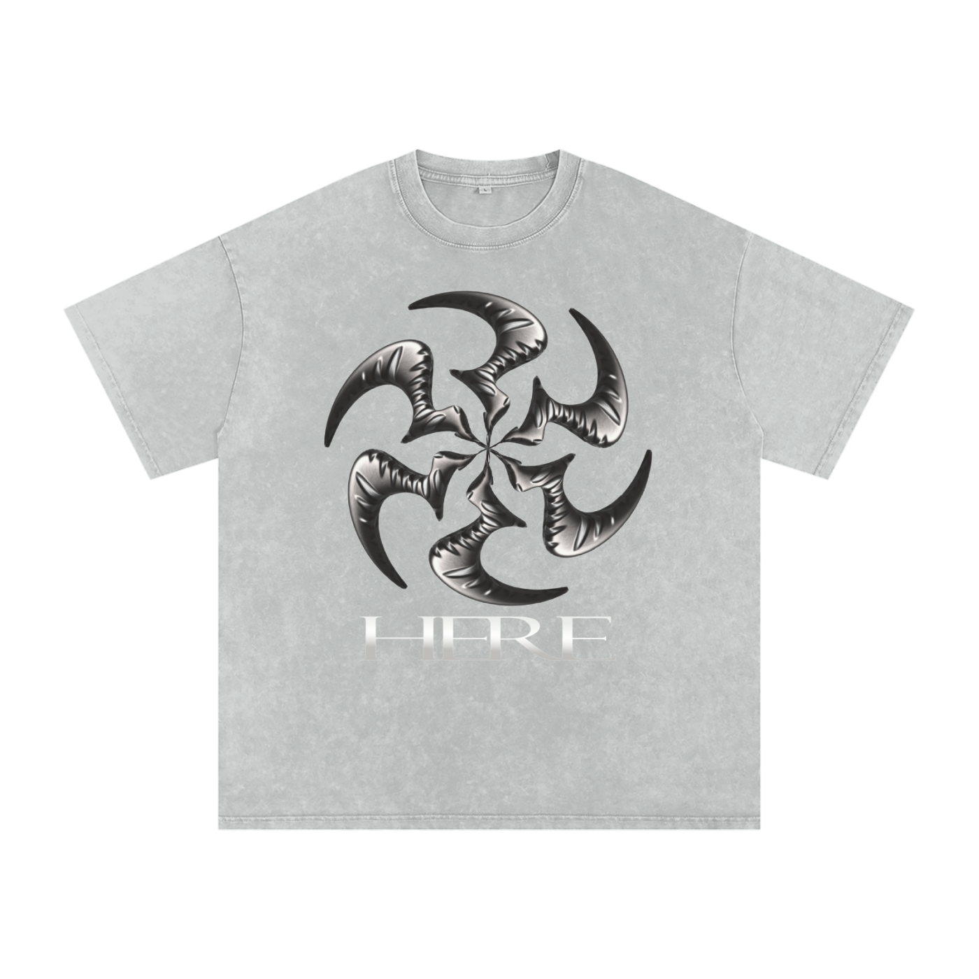 Shredding Spiral Snow-Washed Oversized Cotton T-Shirt