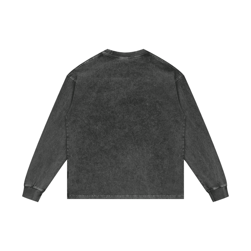 Gold Balloon HERE Acid Wash Oversize Long Sleeve T-Shirt
