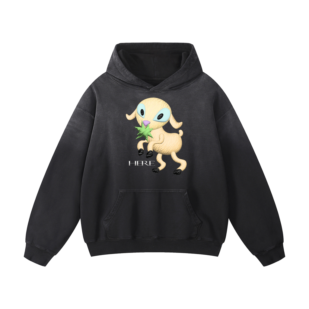 Leaping Lamb Heavyweight Sunfade Oversized Hoodie