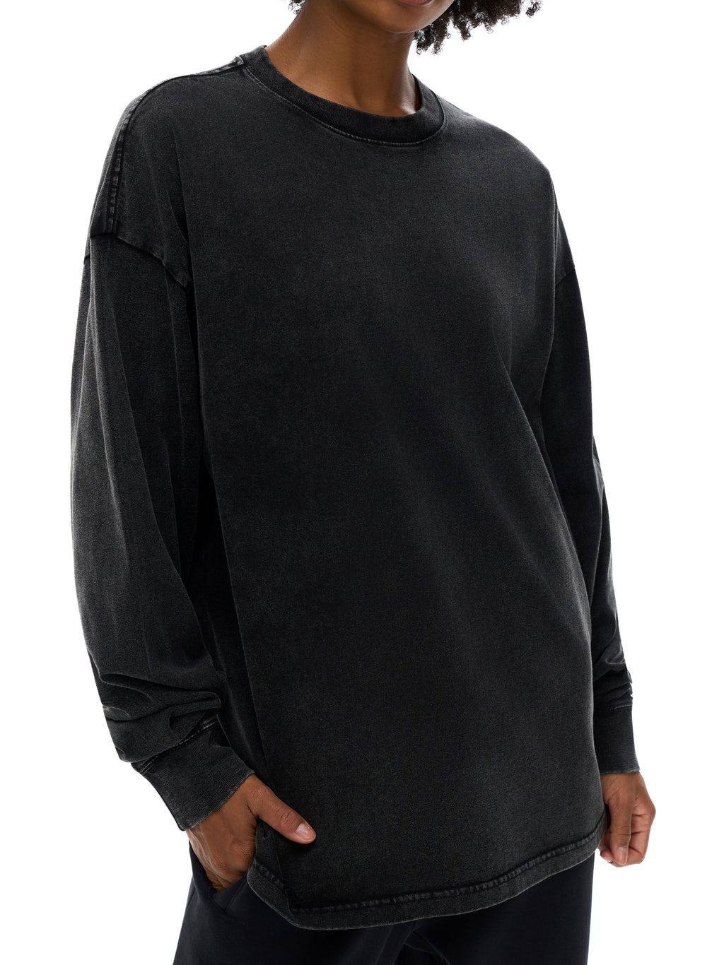 Gold Balloon HERE Acid Wash Oversize Long Sleeve T-Shirt