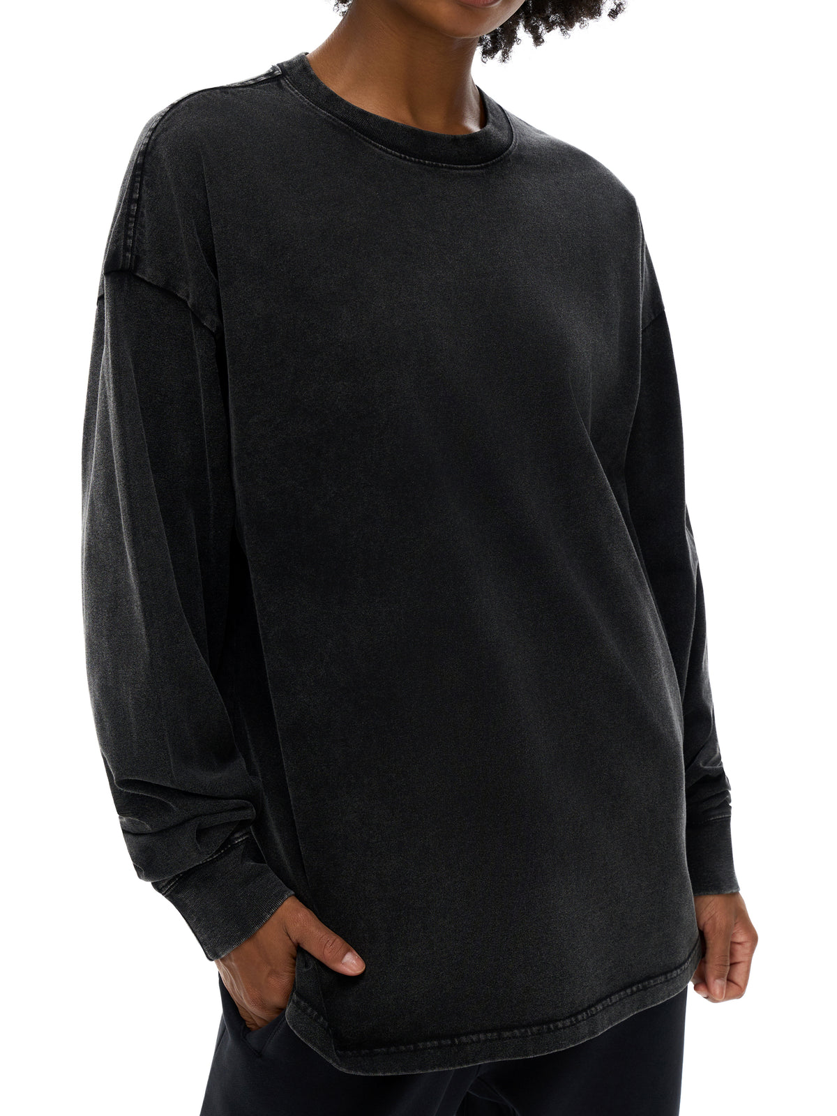 Gold Balloon HERE Acid Wash Oversize Long Sleeve T-Shirt